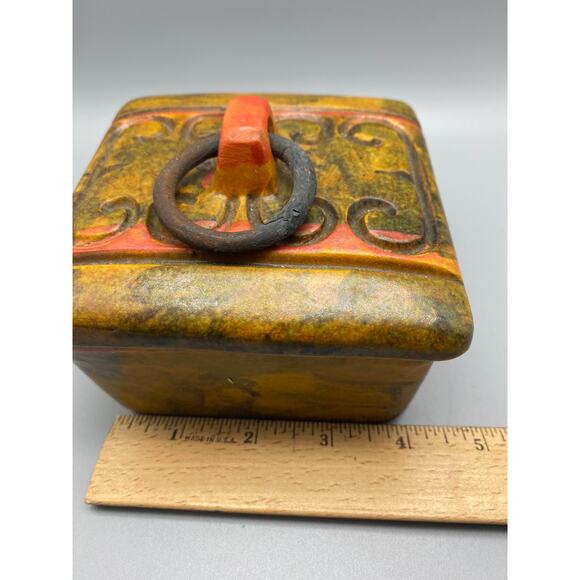 Bagni Orange Sea Garden Box Metal Pull,Bagni For Raymor,Ceramic Trinket Box MCM - Picture 10 of 10